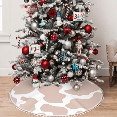 OOZ Cute Cow Print Brown Pattern 30 inch Christmas Tree Skirt Christmas Tree Skirt for Christmas Tree for Holiday and PartyBrown and White