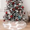 OOZ Cute Cow Print Brown Pattern 30 inch Christmas Tree Skirt Christmas Tree Skirt for Christmas Tree for Holiday and PartyBrown and White view 1