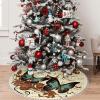 OOZ Butterfly and Music Illustration Pattern Christmas Tree Skirt 36 inchXmas Tree Skirts for Xmas Tree Ornaments and Party Holiday Decorations,Blue view 1