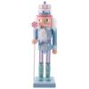 Cabilock Christmas Wooden Nutcracker Soldier Figures Decorative Wood Nutcracker Soldier in Blue Uniform Hold Scepter Decoration for Table Desktop Fireplace Decoration view 1