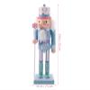 Cabilock Christmas Wooden Nutcracker Soldier Figures Decorative Wood Nutcracker Soldier in Blue Uniform Hold Scepter Decoration for Table Desktop Fireplace Decoration view 4