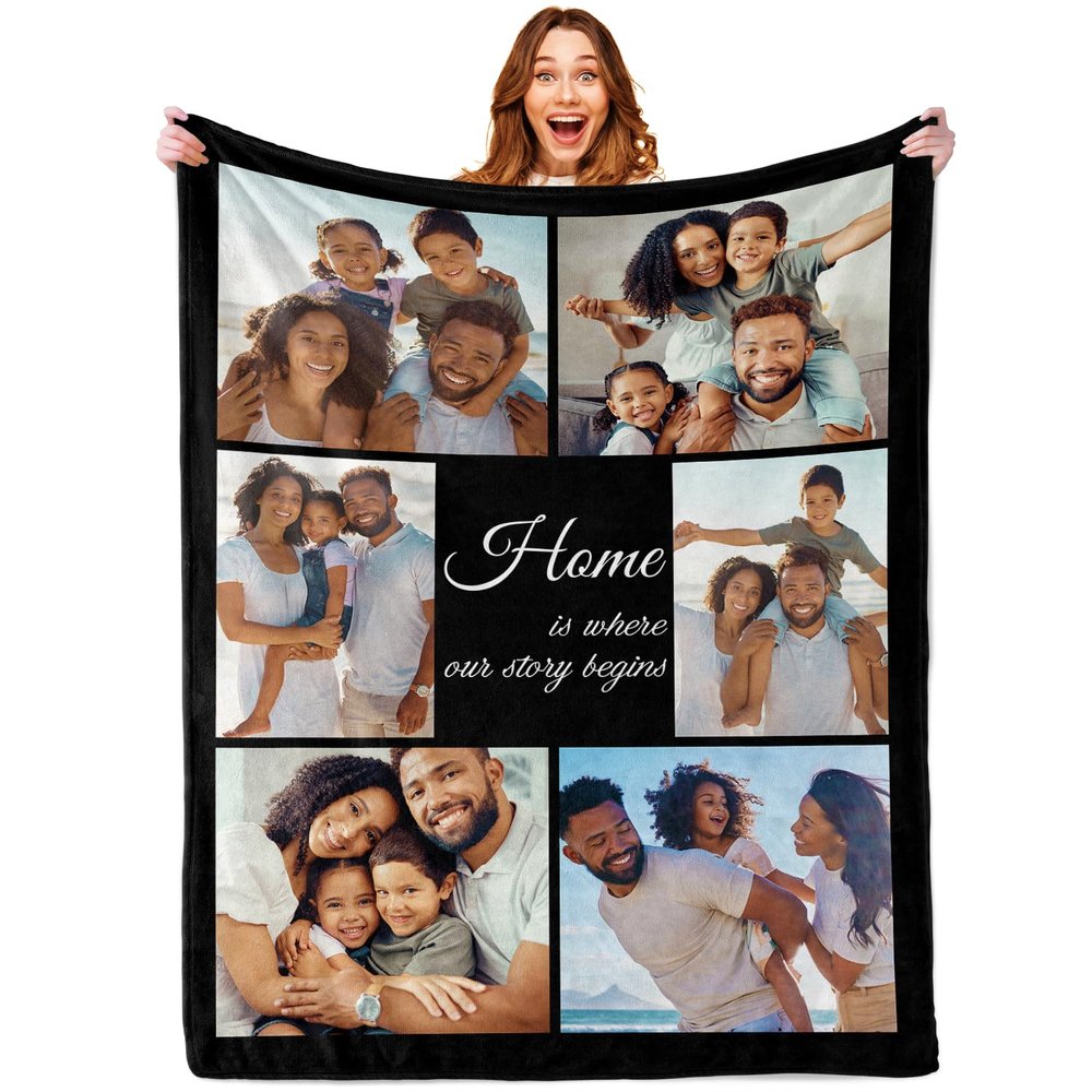 Cara Nonna Custom Blanket with Photo Personalized Picture Blanket for Christmas Valentines Day Anniversary Birthday Gifts Customized Couple Gifts for Girlfriend Boyfriend Wife Husband -9 Photo