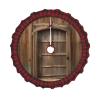 Rustic Stall Wooden Door Print Plaid Christmas Tree Skirt,Farmhouse Tree Skirt,for Holiday Party Christmas Tree Decor view 1