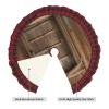 Rustic Stall Wooden Door Print Plaid Christmas Tree Skirt,Farmhouse Tree Skirt,for Holiday Party Christmas Tree Decor view 3