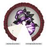 Purple Rose and Skull Print Plaid Christmas Tree Skirt,Farmhouse Tree Skirt,for Holiday Party Christmas Tree Decor view 3