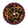 Sunflower Blooming Flowers Plants Print Plaid Christmas Tree Skirt,Farmhouse Tree Skirt,for Holiday Party Christmas Tree Decor view 1