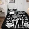 Skeleton and Floral Sheets California King Size - Black and White Bed Sheets, Soft Microfiber & Deep Pocket & Wrinkle Free Bedding Sheets & Pillowcases, 1 Fitted Sheet, 1 Flat Sheet, 2 Pillow Cases view 3