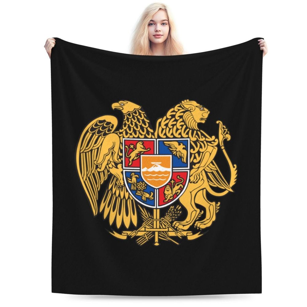 Coat of arms of Armenia Throw Blanket for Couch Bed Sofa Soft and Comfortable Blankets 60"x50" Anti-Pilling Flannel Blanket