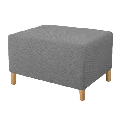 AKbik Stretch Ottoman Cover, Foot Stool Cover Ottoman Stretch Slipcover Removable Ottomans Stool Protector Cover (Color : Gray, Size : XL(43-62in))