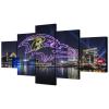 (100X175CM/5PCS) Frame Canvas Print Poster - Baltimore Inner Harbor American football Neon Ravens badge - City Landscape Wall Art for Home and Office Decor view 1