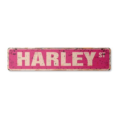 HARLEY Vintage Aluminum Street Sign Childrens Name Room Metal Sign rustic metal tin | Indoor/Outdoor | 24" Wide