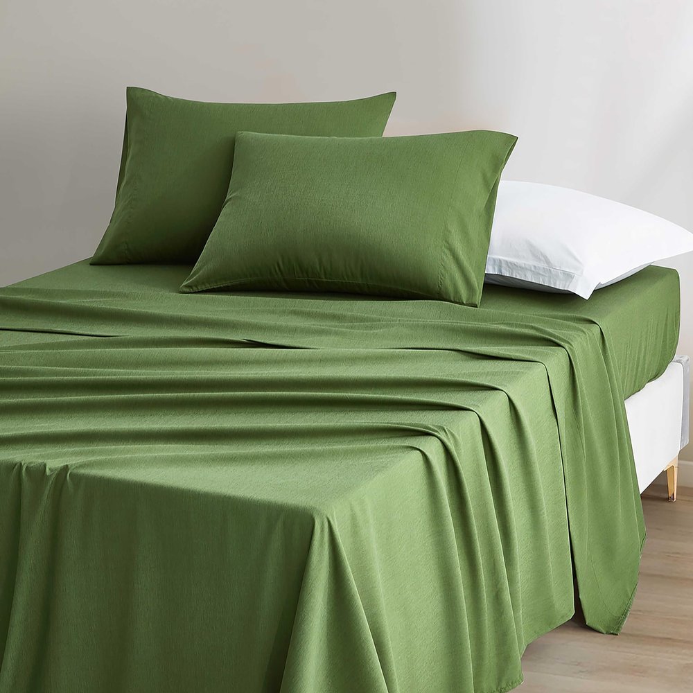 Chezmoi Collection Charisma Tencel Modal Blend Bed Sheets California King Size 4-Piece Sheet Set Forest Green - Soft and Cozy Lightweight Breathable 15" Deep Pocket Cooling Sheets