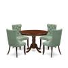 East West Furniture HLDA5-MAH-22 5 Piece Dining Room Set Includes a Round Kitchen Table with Pedestal and 4 Polyester Fabric Upholstered Parson Chairs, 42x42 Inch, Mahogany view 1