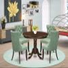 East West Furniture HLDA5-MAH-22 5 Piece Dining Room Set Includes a Round Kitchen Table with Pedestal and 4 Polyester Fabric Upholstered Parson Chairs, 42x42 Inch, Mahogany view 2