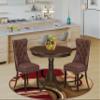 East West Furniture HLDA3-MAH-26 3 Piece Dinette Set Includes a Round Dining Table with Pedestal and 2 Polyester Fabric Upholstered Parson Chairs, 42x42 Inch, Mahogany view 2