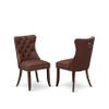 East West Furniture HLDA3-MAH-26 3 Piece Dinette Set Includes a Round Dining Table with Pedestal and 2 Polyester Fabric Upholstered Parson Chairs, 42x42 Inch, Mahogany view 4