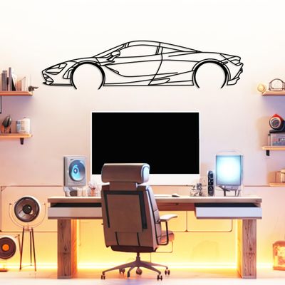 720 Spider Model Silhouette Metal Car Wall Art, Sports Car, Automotive Silhouette Line Decoration, Minimalist Sculpture for Garage, Man Cave, Indoor Outdoor Wall Hanging, Gift for Car Lovers (Black - 15 x 4.1 inch)