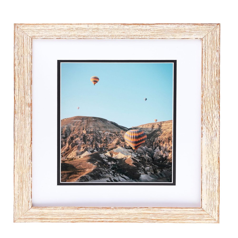 ArtToFrames 8x10 Inch White Picture Frame, 1 - Pack, This 1.25 inch Custom Wood Poster Frame is Knotty Pines Pecan with White Wash, Comes with Regular Glass (Frame_Pack_1_D10902-8x10)