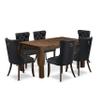 East West Furniture CNDA7-07-T12 7 Piece Dining Table Set Contains a Rectangle Rustic Wood Kitchen Table and 6 Polyester Fabric Upholstered Chairs, 36x60 Inch, Distressed Jacobean view 1
