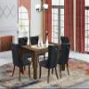 East West Furniture CNDA7-07-T12 7 Piece Dining Table Set Contains a Rectangle Rustic Wood Kitchen Table and 6 Polyester Fabric Upholstered Chairs, 36x60 Inch, Distressed Jacobean view 2