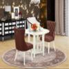 East West Furniture SUDA3-LWH-26 3 Piece Kitchen Dining Set Consists of a Round Dining Table with Dropleaf & Shelves and 2 Polyester Fabric Upholstered Parson Chairs, 42x42 Inch, Linen White view 2