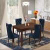 East West Furniture DUDA5-MAH-29 5 Piece Dining Table Set Consists of a Rectangle Kitchen Table and 4 Polyester Fabric Padded Parson Chairs, 36x60 Inch, Mahogany view 2