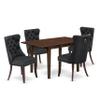 East West Furniture NFDA5-MAH-12 5 Piece Dining Set Includes a Rectangle Wooden Table with Butterfly Leaf and 4 Polyester Fabric Upholstered Chairs, 32x54 Inch, Mahogany view 1