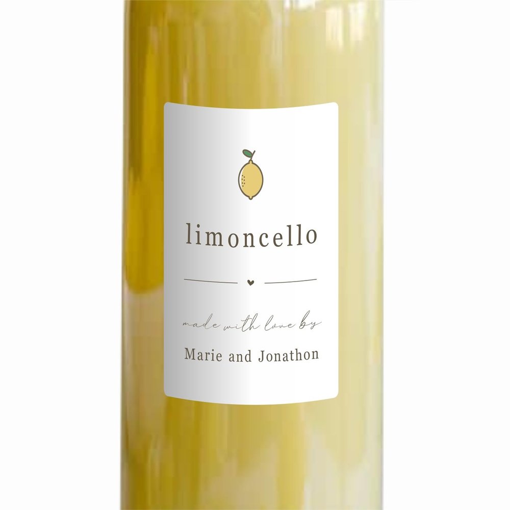 Homemade Limoncello Labels - Set of 15 Personalized Gift Stickers - Water & Oil Resistant