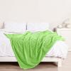 Bnuitland Light Green Flannel Throw with Storage Pouch,300GSM Super Soft Fleece Stripe Pattern Sofa Blanket for Babys and Kids, Lightweight Cozy Bed Throw for Home Decor All Season view 4