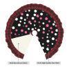 Christmas Tree Skirt for Xmas Holiday Party Decorations Classic Red Scottish Plaid 48",Black Polka Dots view 3