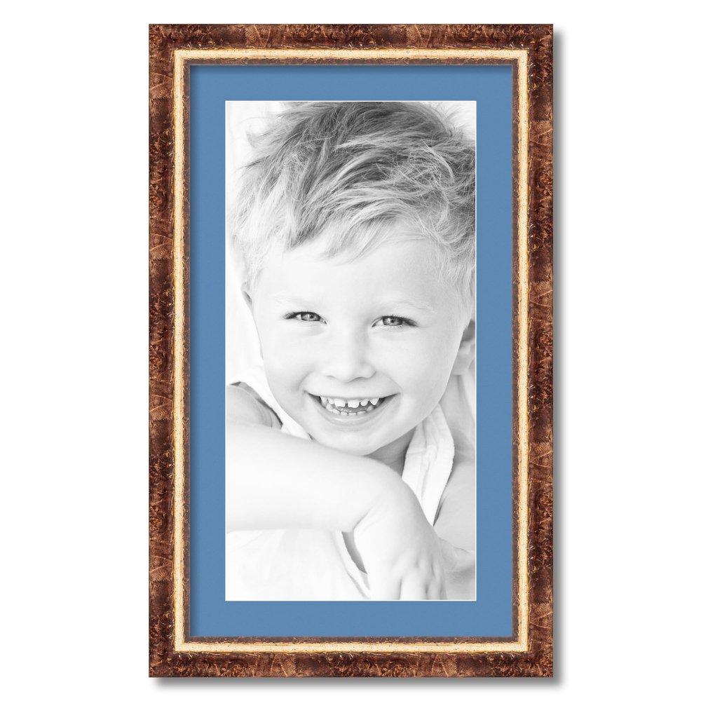 ArtToFrames 12x24 inch Monticello Picture Frame with 2 Inch Single Liberty Blue Mat, SingleMat-831046-12x24-817