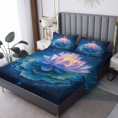 Lotus Sheets Twin XL Size, Floral Bed Sheets, Patterned Bedding Sheets & Pillowcases 3 Piece Set - Soft Microfiber Deep Pocket Fitted Sheet & Flat Sheet & Pillow Case H-&8-291
