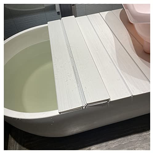 Bathtub Tray White Multifunction Bathtub Insulation Cover Bath Shelf, PVC Folding Insulation Cover Shutter Bath Lid, Dustproof Bathtub Tray for Bathtubs of Various Sizes Multifunctional