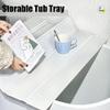 Bathtub Tray White Multifunction Bathtub Insulation Cover Bath Shelf, PVC Folding Insulation Cover Shutter Bath Lid, Dustproof Bathtub Tray for Bathtubs of Various Sizes Multifunctional view 2