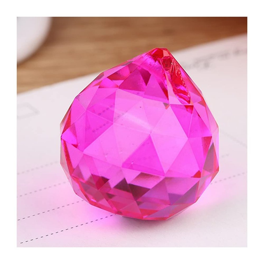 Chandelier Crystal Prisms Pendants 10pcs 30mm Faceted Crystal Ball Pendant Prisms Chandelier Party Hanging Lamp Parts Chandelier Crystal Prisms Pendants (Color : Rose Red)