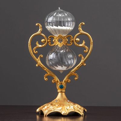 VINGAA Sand Timer, Glass Hourglass Timer, 30 Minute Hourglass Timer, Zinc Alloy Rotatable Hourglass Timer, Table Hourglass Decor, Hourglass, for Home, Bedroom, Study, Office
