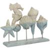 Deco 79 Polystone Shell Decorative Sculpture Textured Ombre Home Decor Statue with Seahorse Accent, Accent Figurine 14" x 4" x 11", Light Blue view 1
