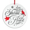 BESTORLOVE Your Light Will Always Shine in My Heart Acrylic Christmas Ornament red Bird Words Letters Christmas Hanging Ornaments 3 Inch with Red String Newlywed Couple Ornament Engagement Gift view 1