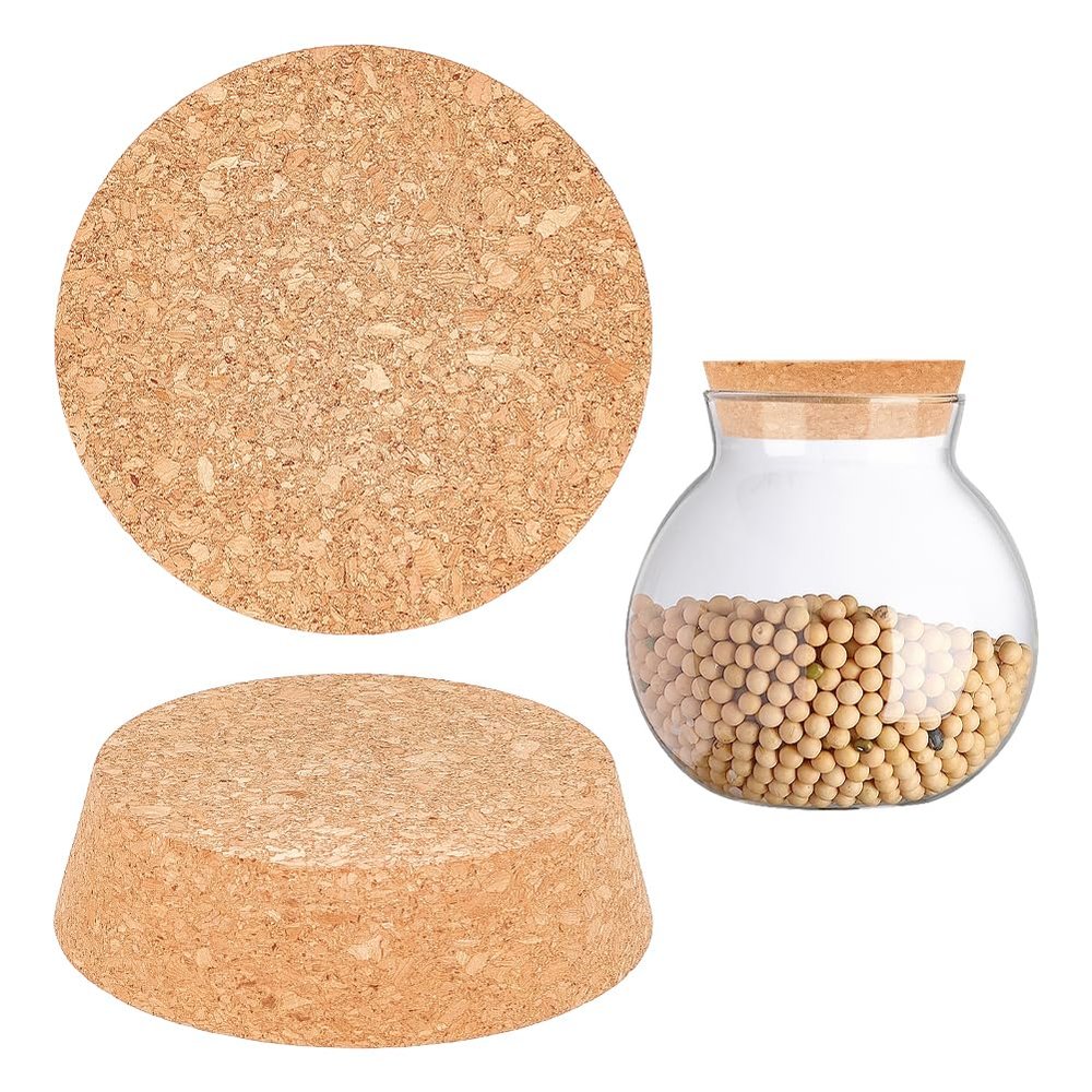 AHANDMAKER Large Tapered Cork Plugs 2 pcs Wooden Wine Bottle Stoppers for Mason Jars, Glass Bottles and Pottery, 4.3"x1.1",bottom diameter 3.8"