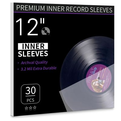 30 Pack 12 Inch Vinyl Record Inner Sleeves for Protection Storage