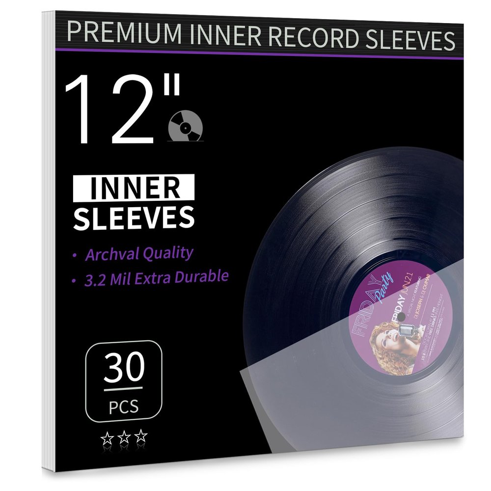 30 Pack 12 Inch Vinyl Record Inner Sleeves for Protection Storage