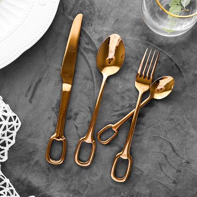 Rose Gold Silverware Set for 6, 24 Piece Stainless Steel Flatware Utensils Cutlery Set Food Grade Stainless Steel Including Steak Knife Fork and Spoon