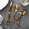 Rose Gold Silverware Set for 6, 24 Piece Stainless Steel Flatware Utensils Cutlery Set Food Grade Stainless Steel Including Steak Knife Fork and Spoon view 1