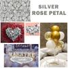 AWCCXMYM 300PCS Fake Rose Petals for Romantic Night Romantic Festive Atmosphere Creation for Marriage Proposa Wedding Valentine's Day Decoration Party Activities (Silver) view 2