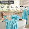 8 Piece Bath Towel Set |2 Oversized Large Bath Sheet,2 Hand Towels,4 Washcloths| Ultra Soft Cozy Bath Towel Set for Bathroom Hotel Gym Spa,Highly Absorbent & Quick Dry Bathroom Towel Collections,Teal view 2
