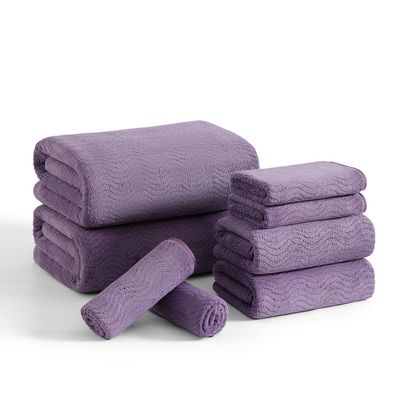 8 Piece Bath Towel Set |2 Oversized Large Bath Sheet,2 Hand Towels,4 Washcloths| Ultra Soft Cozy Bath Towel Set for Bathroom Hotel Gym Spa,Highly Absorbent Quick Dry Bathroom Towel Collections,Purple