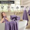 8 Piece Bath Towel Set |2 Oversized Large Bath Sheet,2 Hand Towels,4 Washcloths| Ultra Soft Cozy Bath Towel Set for Bathroom Hotel Gym Spa,Highly Absorbent Quick Dry Bathroom Towel Collections,Purple view 2