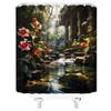 ZWSMZW Green Forest Shower Curtain Tropical Rainforest Waterfall Plant Red Flower Wildness Stream Natural Landscape Bathroom Decor Fabric Curtains with Hooks view 2