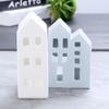Lllunimon Minimalist Blue White Ceramic Houses 2Pcs, Small House Statue Farmhouse Rustic Decor for Home Table Room Christmas Decorations view 4