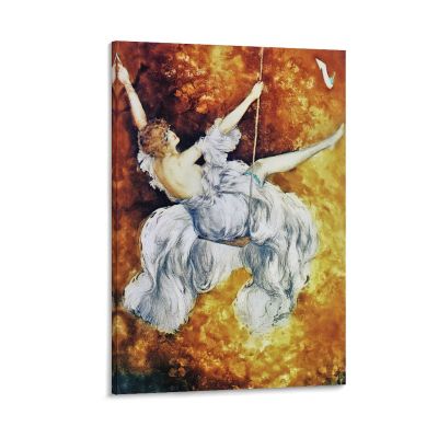 AAHARYA Swing-digital-remastered-edition-louis-icart-gigapixel-scale-4x Canvas Painting Wall Art Poster for Bedroom Living Room Decor 08x12inch(20x30cm) Frame-style-3